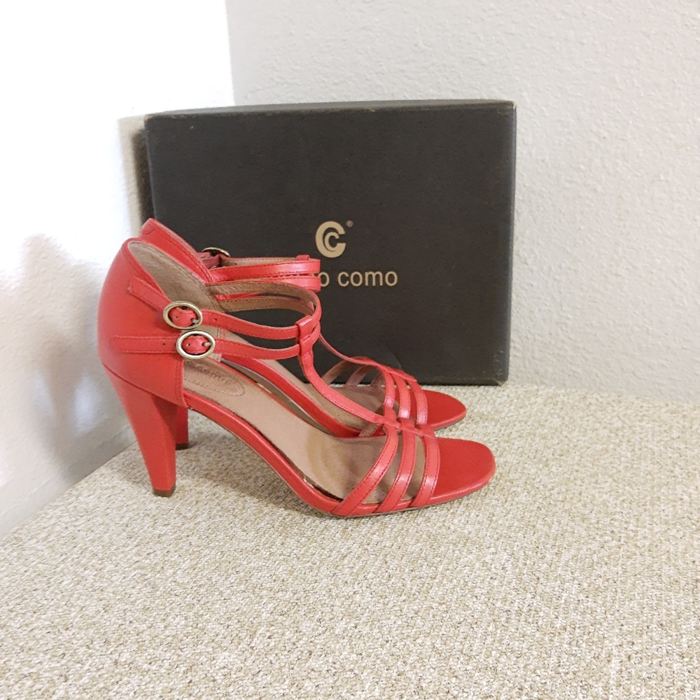 Corso Como Aster Red Leather Heel Sandals